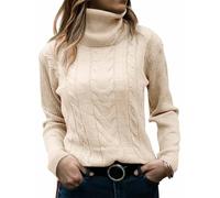 Yutdeng Pull Col Roulé Femme Pull en Tricot Torsadé Pulls Femme à Manches Longues Pull en Maille Chaud Pullover Ajusté Chandail Elégant Chic Top Automne Hiver Haut Sweater Mode Decontracté Vintage