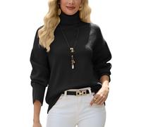 Yutdeng Pull Femme Col Roulé Pulls Col Montant Chaud Épais Pull en Maille à Manches Longues Casual Chandail Elégant Vintage Sweater Femme Ample Decontracté Pullover Tricoté Top Chic Haut Automne Hiver