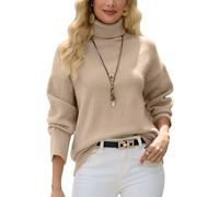 Yutdeng Pull Femme Col Roulé Pulls Col Montant Chaud Épais Pull en Maille à Manches Longues Casual Chandail Elégant Vintage Sweater Femme Ample Decontracté Pullover Tricoté Top Chic Haut Automne Hiver