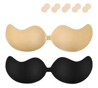 Yutdeng Soutien Gorge Adhesif Push Up Dos Nu Invisible Soutiens-Gorge Push-Up sans Bretelles Autocollants Respirant Réutilisable Soutien-Gorge Auto-Adhésifs avec Cache-Téton Robe de Soirée et Mariage