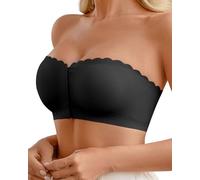 Yutdeng Soutien Gorge sans Bretelles Fermeture Devant Soutien-Gorge sans Armature Invisible Bandeau Antidérapant Brassière Femme sans Coutures Élastiqué Bralette Confort Rembourré Robe Soirée Mariée