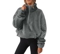 Yutdeng Sweat Femme sans Capuche Zippé Sweatshirt Polaire Pull Femme Hiver Col Montant Décontracté Pull Peluche Demi-Fermeture Éclair Sweat-Shirt Manche Longue Chaud Pullover Casual Hoodie Top Automne