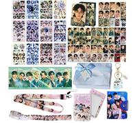 Yuto Coffret cadeau Stray Kids : 127 cartes photo Stray Kids, 12 autocollants pour ordinateur portable, 1 cordon avec porte-cartes, 1 rouleau de ruban adhésif, 1 bannière d'anniversaire pour enfants