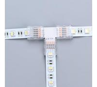 YUTOKEER Lot de 5 connecteurs en forme de T pour bande LED à 5 broches de 12 mm, connexion sans soudure, convient pour bandes LED RGBW 12-24 V, design transparent