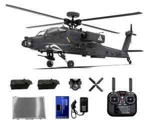 YUTT 1/32 F11-S AH64 Hélicoptère RC avec caméra, RC Dual-Axis Co-drive Flybarless 6G/3D Stunt Apachhe Modèle d'hélicoptère militaire (RTF version GPS)