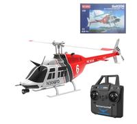 YUTT RC Era C138 1/30 Échelle 206 Hélicoptère 2.4G 6CH sans Aileron Hélicoptère avec maintien d'altitude (version RTF/rouge/noir/blanc)