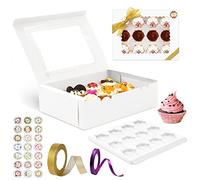 YUTUY Lot de 15 Boîtes à Cupcakes, Muffins, gateau,boite patisserie carton pour pâtisseries,Biscuits,Petits gâteaux,Tarte,Cupcakes,Blanc