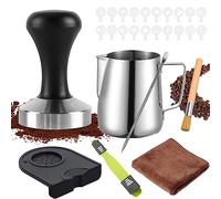 YUTUY Presse à Café en Acier Inoxydable 51mm,Tamper à Café avec Stylo à Café,Pot à Lait(350ml),Tamper Set Espresso Tamper,Tampon à expresso,Tampon à Café,Tasseur Presse à Café en INOX