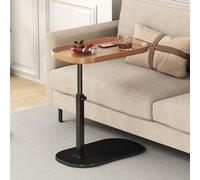 YUTVCZO Hauteur réglable Table d'appoint en Forme de c, Mobile Petite Table canapé 360 ° pivotante, Support d'ordinateur pour pour canapé/LIT, Montage Facile, pour Salon, Chambre, Balcon,Bois Clair