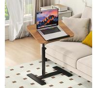YUTVCZO Table basse en forme de C réglable en hauteur, pivotante à 360°, support pour ordinateur portable, table d’appoint pour canapé, table de salon mobile en bois, petite table (couleur bois)