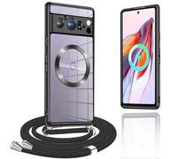 Yutwo Coque Google Piexl 8 Pro avec Cordon, MagSafe Recharge Coque Google Piexl 8 Pro avec Collier Housse Silicone Transparente Antichoc Réglable Magnétique Étui avec Google Piexl 8 Pro Cordon,Rose