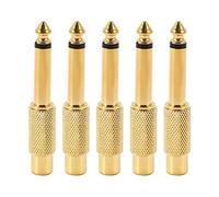 Yuuinnter 5 x Plaqué Or 6.35 Mm 1/4 Pouce Mâle Mono Brancher À RCA 6.5Mm Jack Audio Stéréo Adaptateur Connecteur Prise Convertisseur Mélangeur Sonore