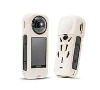 YUULNMOP Coque de protection en silicone avec bouchon d'objectif pour Insta360 X5 - Dissipation de la chaleur antidérapante Cadre de protection accessoires pour appareil photo (blanc)