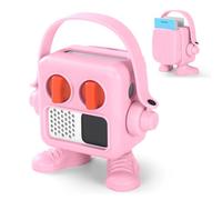 YUULNMOP Housse de protection en plastique compatible avec Yoto Mini, motif robot mignon, coque de protection antichoc avec poignée pour mini lecteurs audio et musique pour enfants (rose)