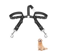 YUUSIKCO 1 Pieza ajustable correa de perro para el coche, 2 en 1 anti-enredos correa de perro elástica duradera para viajar y sobre la marcha ajustable correa reflectante para el coche