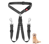 YUUSIKCO 1 x 2 en 1 anti-enredos correa de perro elástica duradera, correa de perro ajustable para el coche, correa reflectante ajustable para el coche cuando se viaja y sobre la marcha