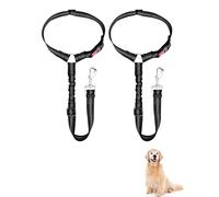YUUSIKCO 2 piezas ajustable correa de perro para el coche, correa de perro con amortiguación correas elásticas, correa de perro para todos los tipos de perros y todos los modelos de automóviles, negro