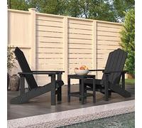 YuuSsea Adirondack Chaises de jardin avec table en polyéthylène haute densité anthracite, résistantes aux intempéries, pliables et empilables, avec accoudoirs confortables et dossier haut, idéales