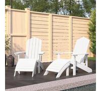 YuuSsea Adirondack Lot de 2 chaises de jardin avec tabourets en polyéthylène haute densité résistant aux intempéries, blanc, 73 x 83 x 92 cm, pour balcon, terrasse, extérieur, pliables et empilables