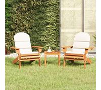 YuuSsea Adirondack Salon de jardin 3 pièces en bois d'acacia massif, pliable, avec coussins, meubles d'extérieur pour balcon