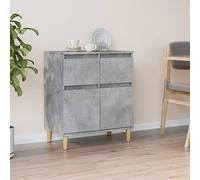 YuuSsea Armoire d'appoint en bois - Gris béton - 60 x 35 x 70 cm - 2 tiroirs, 2 portes - Espace de rangement stable pour salon, couloir, cuisine