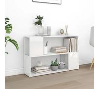 YuuSsea Bibliothèque blanche brillante 100 x 24 x 63 cm, en bois dérivé du bois, étagère sur pied avec 2 compartiments, design moderne pour salon et bureau, rangement polyvalent