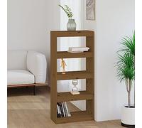YuuSsea Bibliothèque en pin massif marron miel, 60 x 30 x 135,5 cm, avec 4 compartiments, étagère sur pied polyvalente pour salon, chambre à coucher, bureau, utilisable comme séparateur de pièce
