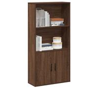YuuSsea Bibliothèque marron aspect chêne 60 x 24 x 120 cm, en matériau dérivé du bois, 2 portes, étagère sur pied pour salon, chambre à coucher, bureau, design robuste