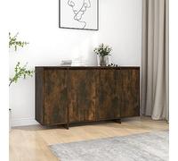 YuuSsea Buffet en chêne fumé 135 x 41 x 75 cm, avec 4 portes, espace de rangement pour livres, multimédia, buffet de ferme