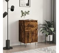 YuuSsea Buffet en chêne fumé 40 x 35 x 70 cm, armoire en bois avec pieds en fer, espace de rangement pour salon, couloir, buffet de ferme avec rangement