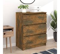 YuuSsea Buffet en chêne fumé 60 x 35 x 76 cm, commode à 3 tiroirs, multifonction, pour salon, couloir, salle à manger, style ferme, espace de rangement