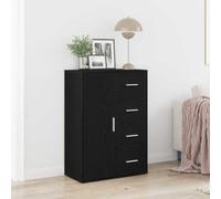 YuuSsea Buffet en chêne noir, 60 x 31 x 84 cm, en bois dérivé du bois, avec 4 tiroirs, porte d'armoire, design rustique, rangement polyvalent
