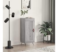 YuuSsea Buffet gris Sonoma 34,5 x 34 x 90 cm, en bois dérivé du bois, pieds en métal, avec porte et 3 compartiments, pour salon, salle à manger, couloir, buffet moderne avec espace de rangement