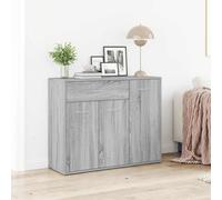 YuuSsea Buffet gris Sonoma 88 x 30 x 70 cm, en matériau dérivé du bois, armoire avec 1 tiroir, 3 portes, espace de rangement pour salon, salle à manger