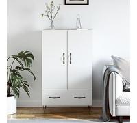 YuuSsea Buffet haut blanc 69,5 x 31 x 115 cm en bois dérivé du bois, buffet moderne avec pieds en métal, beaucoup d'espace de rangement pour salon, couloir, salle à manger, résistant à l'humidité