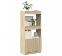 YuuSsea Buffet haut en chêne Sonoma 63 x 33 x 140 cm, en matériau dérivé du bois, bibliothèque polyvalente pour salon, chambre à coucher, bureau, étagère sur pied avec portes, stable et durable