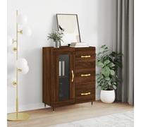 YuuSsea Buffet marron aspect chêne - 69,5 x 34 x 90 cm - Buffet avec espace de rangement - Style ferme - Pour salle à manger, couloir