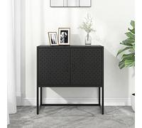 YuuSsea Buffet noir 75 x 35 x 75 cm, armoire en acier robuste avec 2 portes, pieds réglables, espace de rangement pour salon, couloir