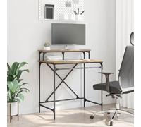 YuuSsea Bureau en chêne artisanal, 80 x 50 x 90 cm, matériau à base de bois, style industriel, avec étagère, stable, pour la maison et le bureau