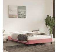 YuuSsea Cadre de lit en velours rose 120 x 190 cm avec pieds en bois solides, meubles de chambre à coucher, pas de coffre de lit, pour un sommeil réparateur