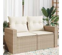 YuuSsea Canapé de jardin 2 places en rotin synthétique avec coussins, résistant aux intempéries, pour balcon, terrasse, salon modulaire avec espace de rangement et housses amovibles, beige