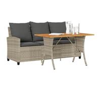 YuuSsea Canapé de jardin 3 places avec coussins et table gris clair en rotin synthétique résistant aux intempéries Salon d'extérieur balcon terrasse ensemble de sièges avec rembourrage et dossier pour