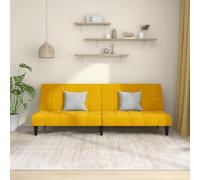 YuuSsea Canapé-lit 2 places en velours jaune convertible avec cadre en bois - Fonction pliante - Canapé convertible confortable pour salon, chambre d'amis, petites pièces