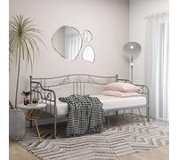 YuuSsea Canapé-lit gris - Cadre en métal - 90 x 200 cm - Lit d'appoint multifonction pour chambre à coucher - Lit simple robuste avec balustrade latérale - Lit de jour peu encombrant
