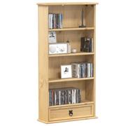 YuuSsea Corona Armoire à CD, 52 x 17,5 x 103 cm, en pin massif finition cire de miel, avec tiroir, compartiments ouverts, bibliothèque polyvalente pour salon, chambre à coucher, bureau