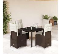 YuuSsea Ensemble bistro de jardin 5 pièces en rotin synthétique marron avec coussins, fauteuils réglables, plateau en verre, pour terrasse, balcon, jardin