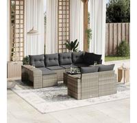 YuuSsea Ensemble de 11 meubles de jardin avec coussins, gris clair, en polyrotin, modulaire, pour terrasse, balcon, jardin, résistant aux UV, 65,5 x 62 x 69 cm