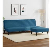 YuuSsea Ensemble de 2 canapés convertibles en velours bleu avec repose-pieds, canapé-lit pour salon, fonction pliante, 200 x 84,5 x 69 cm, pour la détente et les invités