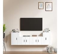 YuuSsea Ensemble de 4 meubles TV en bois blanc à montage mural - Design moderne - Meuble TV universel pour salon, home cinéma, divertissement