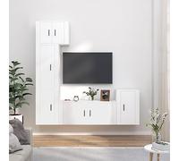 YuuSsea Ensemble de 5 meubles TV en bois blanc, moderne, montage mural, avec beaucoup d'espace de rangement, 57 x 34,5 x 40 cm, pour salon, home cinéma, robuste et stable